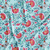 Aqua Blue Floral Digital Printed Fabric Manufacturer In Surat